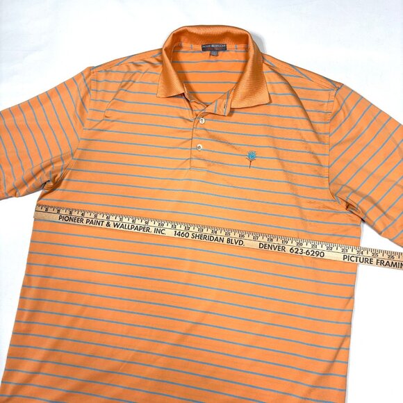 Peter Millar Summer Comfort Orange Striped Performance Golf Polo Shirt Mens L - Picture 4 of 6